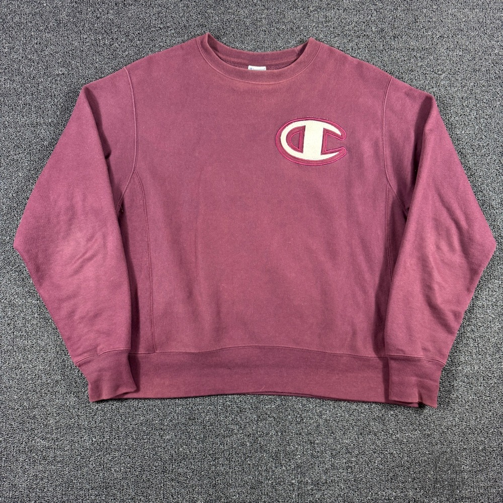 Vintage Champion Reverse Weave Big C Sweatshirt Mne's M Maroon Crew Neck Y2K